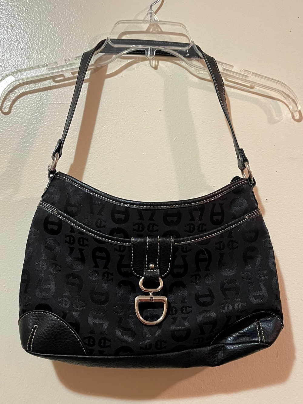 NWOT Etienne Aigner Handbag Purse Bag Black Logo Silver Tone Hardware New